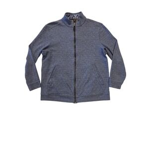 Tasso Elba Men's Full Zip Knit Jacket Large Blue Geometric Casual